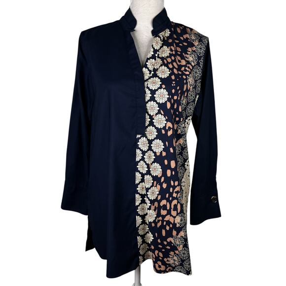 Chico's No-Iron Stretch Mixed-Print Tunic Shirt Popover Top 12 - Picture 2 of 16